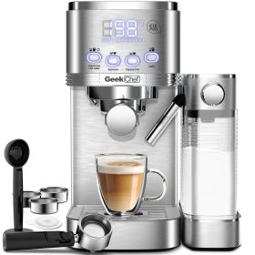 Geek Chef Espresso And Cappuccino Machine With Automatic Milk Frother,20Bar Espresso Maker For Home, For Cappuccino Or Latte,with ESE POD Filter, Stai