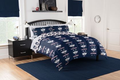 Connecticut Huskies Rotary Queen Bed In a Bag Set