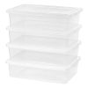 28 Quart Under Bed Plastic Storage Box, Clear, Set of 4