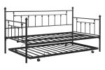 Metal Twin Daybed with Trundle/ Heavy-duty Sturdy Metal/ Noise Reduced/ Trundle for Flexible Space/ Vintage Style/ No Box Spring Needed