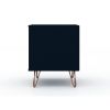 Manhattan Comfort Rockefeller 1.0 Mid-Century Modern 1-Drawer Nightstand in Midnight Blue