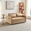 55.5"Twins Pull Out Sofa Bed Khaki Velvet