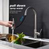 Single Handle High Arc Brushed Nickel Pull out Kitchen Faucet,Single Level Stainless Steel Kitchen Sink Faucets with Pull down Sprayer