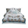 5 Piece Cotton Floral Comforter Set with Throw Pillows